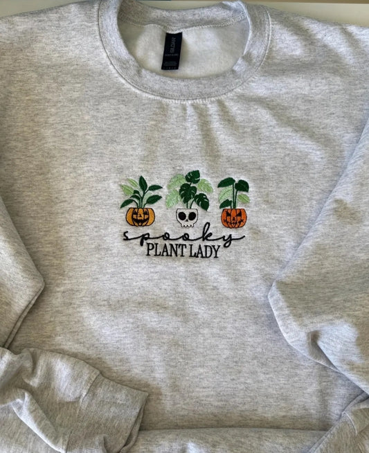 Embroidered Spooky Plant Lady sweatshirt