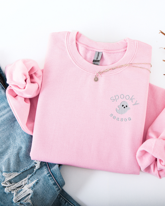 Embroidered Spooky Season Cute Ghost Sweatshirt