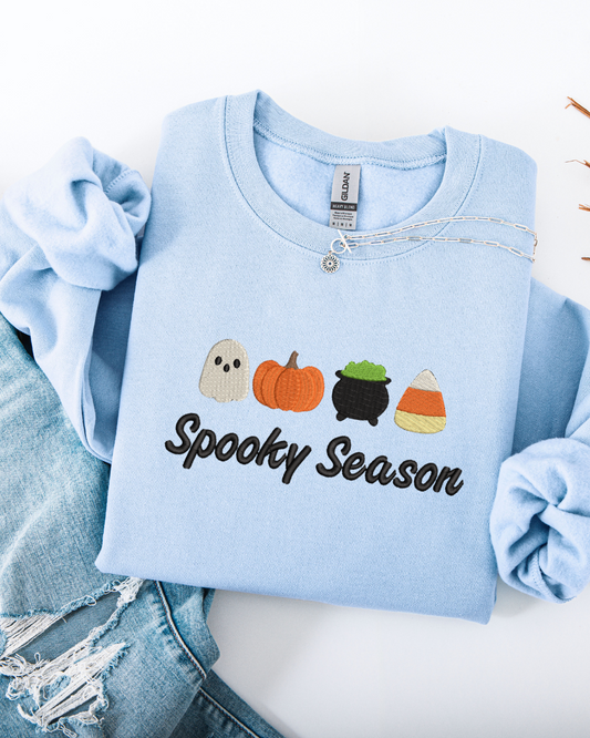 Embroidered Spooky Season Halloween icons sweatshirt