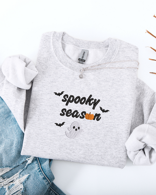 Embroidered Spooky Season Ghost Sweatshirt