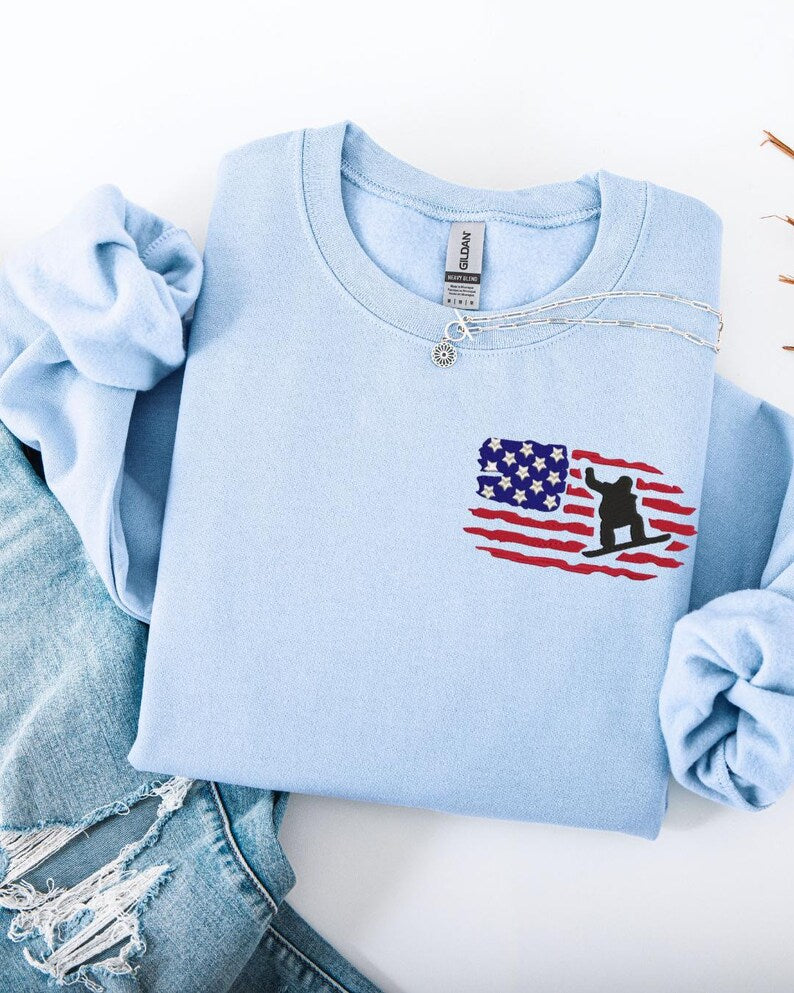 Embroidered Snowboarder Sweatshirt
