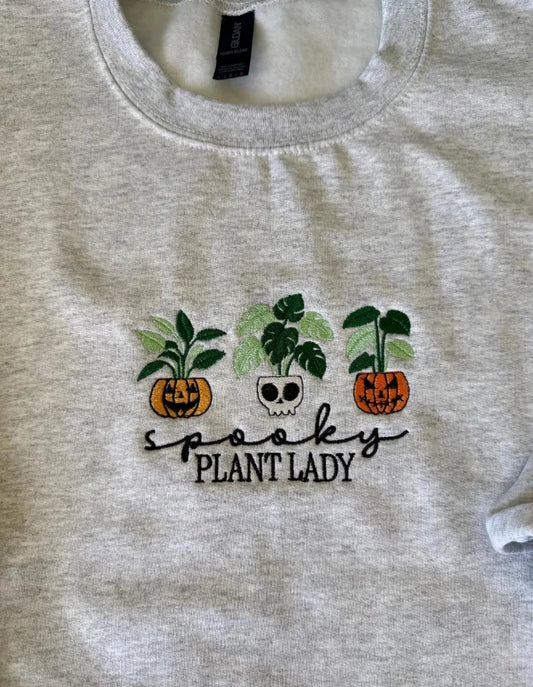 Embroidered Spooky Plant Lady sweatshirt