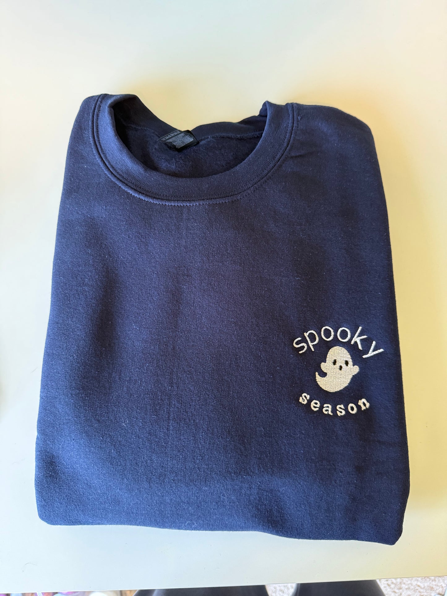 Embroidered Spooky Season Cute Ghost Sweatshirt
