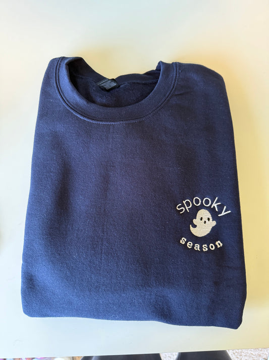 Embroidered Spooky Season Cute Ghost Sweatshirt