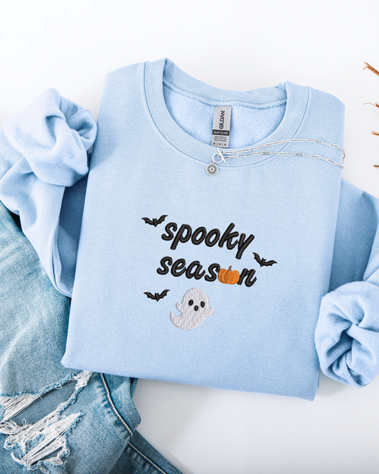 Embroidered Spooky Season Ghost Sweatshirt