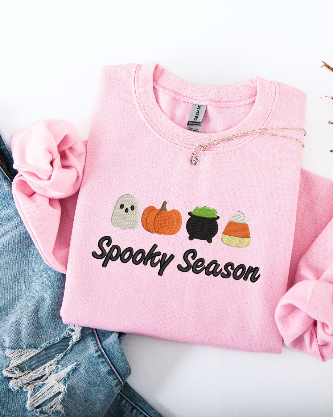 Embroidered Spooky Season Halloween icons sweatshirt