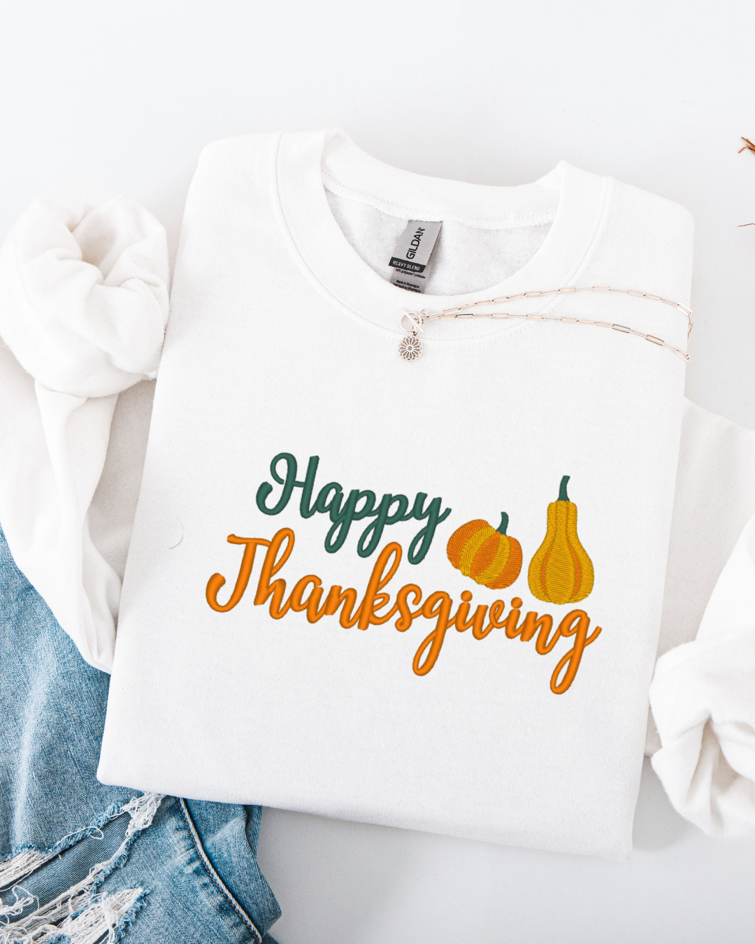 Embroidered Happy Thanksgiving sweatshirt