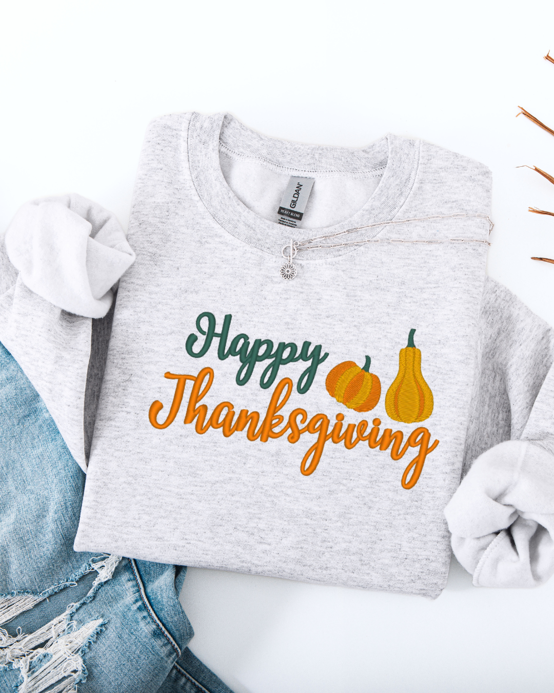 Embroidered Happy Thanksgiving sweatshirt