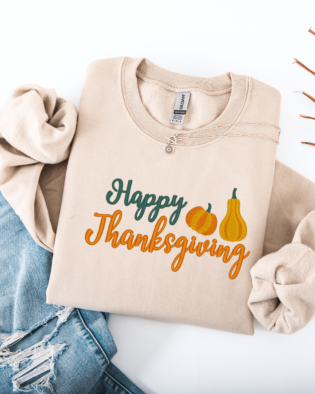 Embroidered Happy Thanksgiving sweatshirt